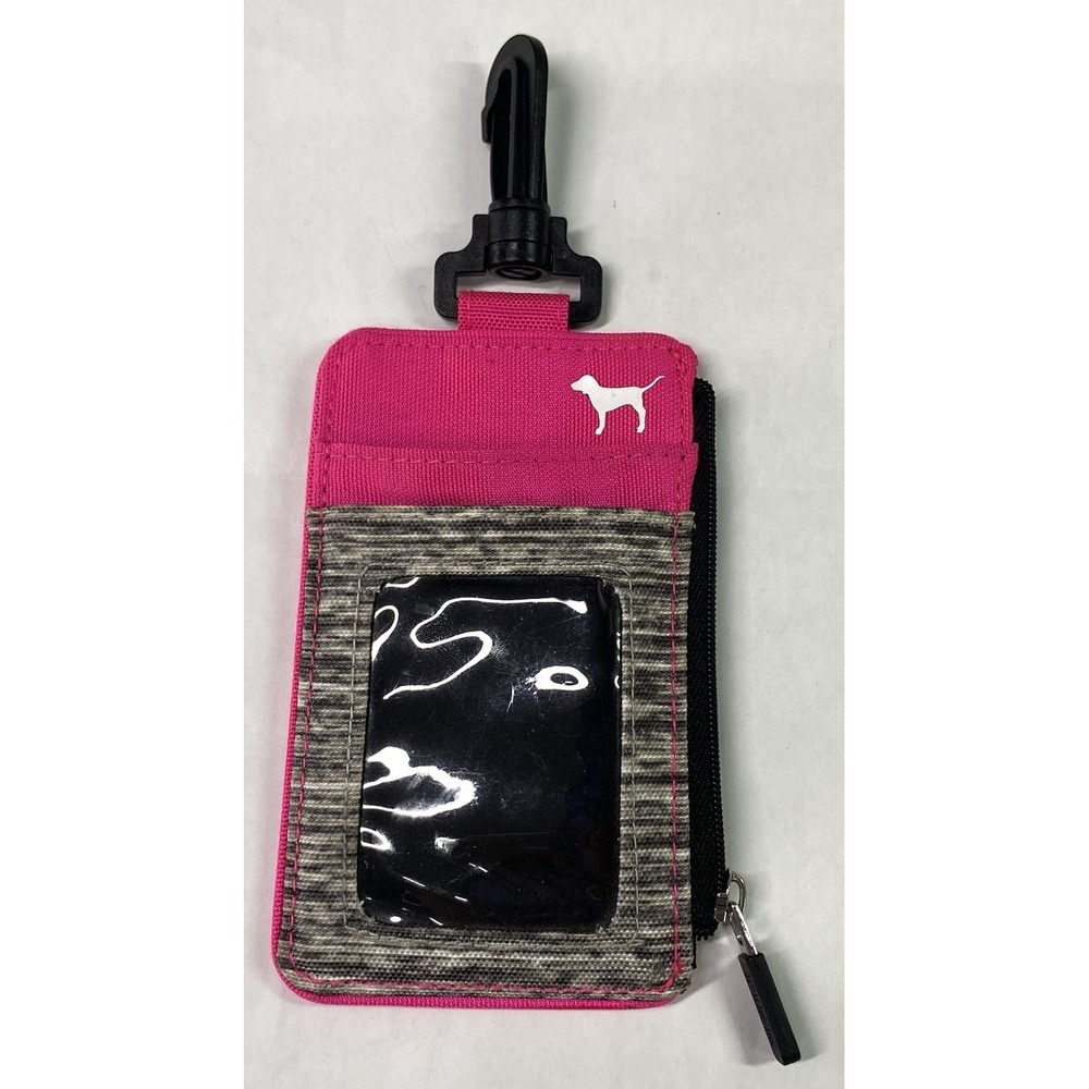 Pink Victoria's Secret Women Classic Pink Card/ID Holder Backpack Charm 5x3.25"